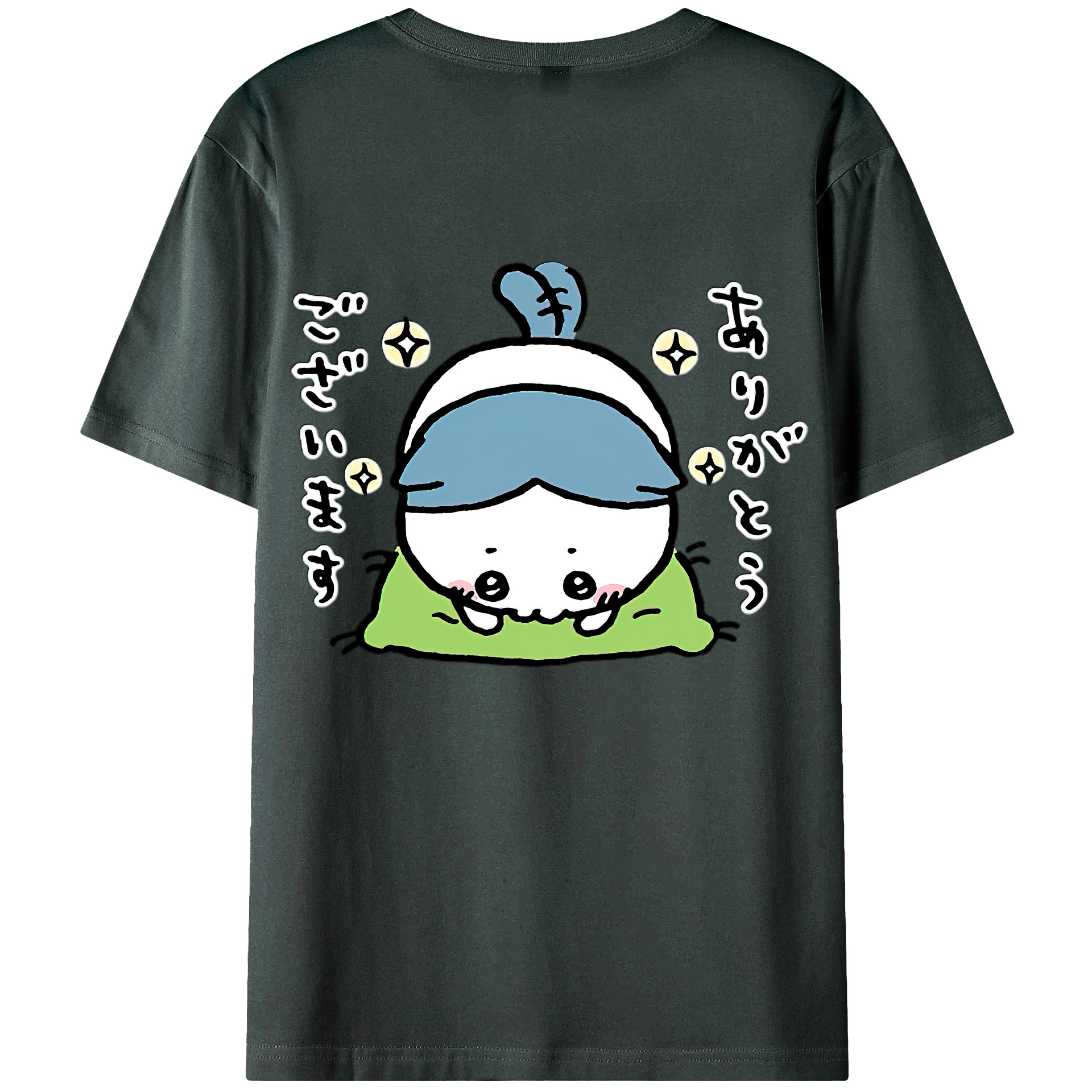 （画像用） ちいかわ ハチワレ Chii-kawa hachiware 綿100％ メンズ半袖Tシャツ（バックプリント） 通気性